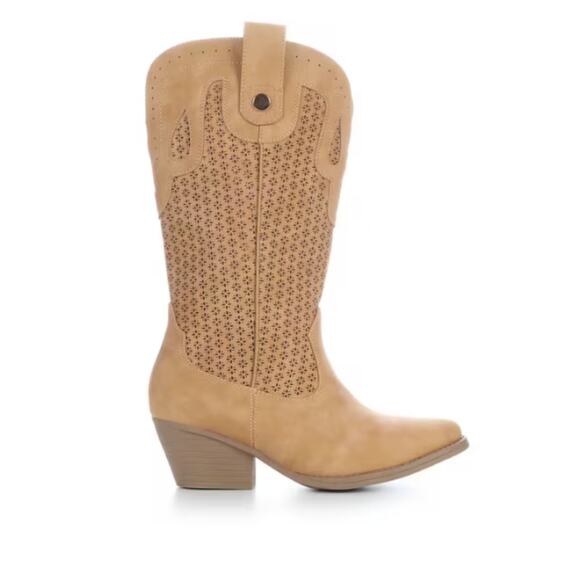 Sugar Shoes - NEW Sugar Women's Tammy Perf Mid-Calf Western Boots Tan Size 7M Pointed Toe